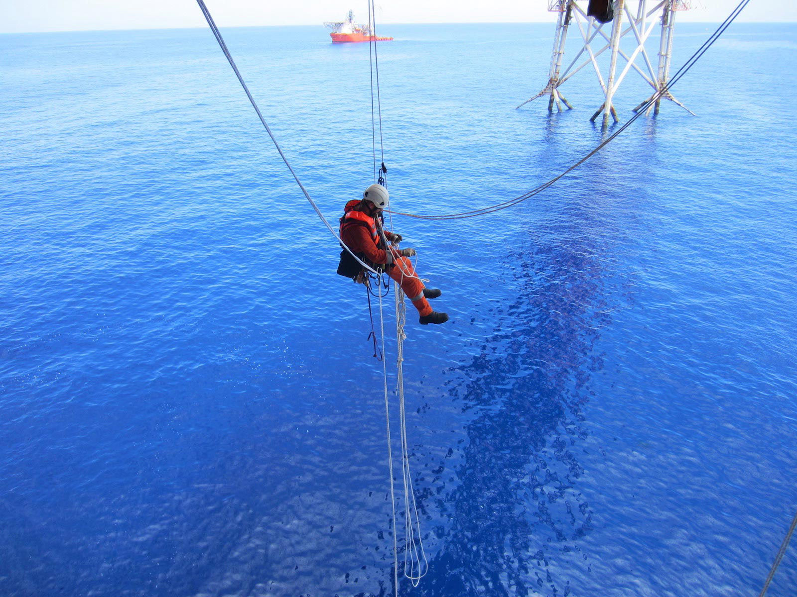 Rope access technicians at work